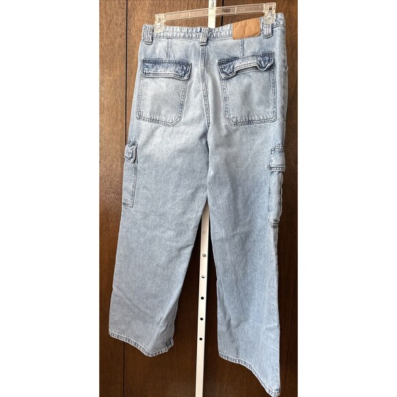 Cotton On Womens High Rise Cargo Wide Leg Jeans Hippie Festival Boho Utility 32 - Picture 6 of 6